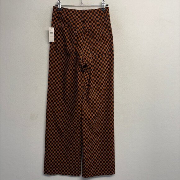 NWT Anthropologie Maeve The Colette Cropped Wide-Leg Pants Checker Print 23 Tall - Picture 4 of 11
